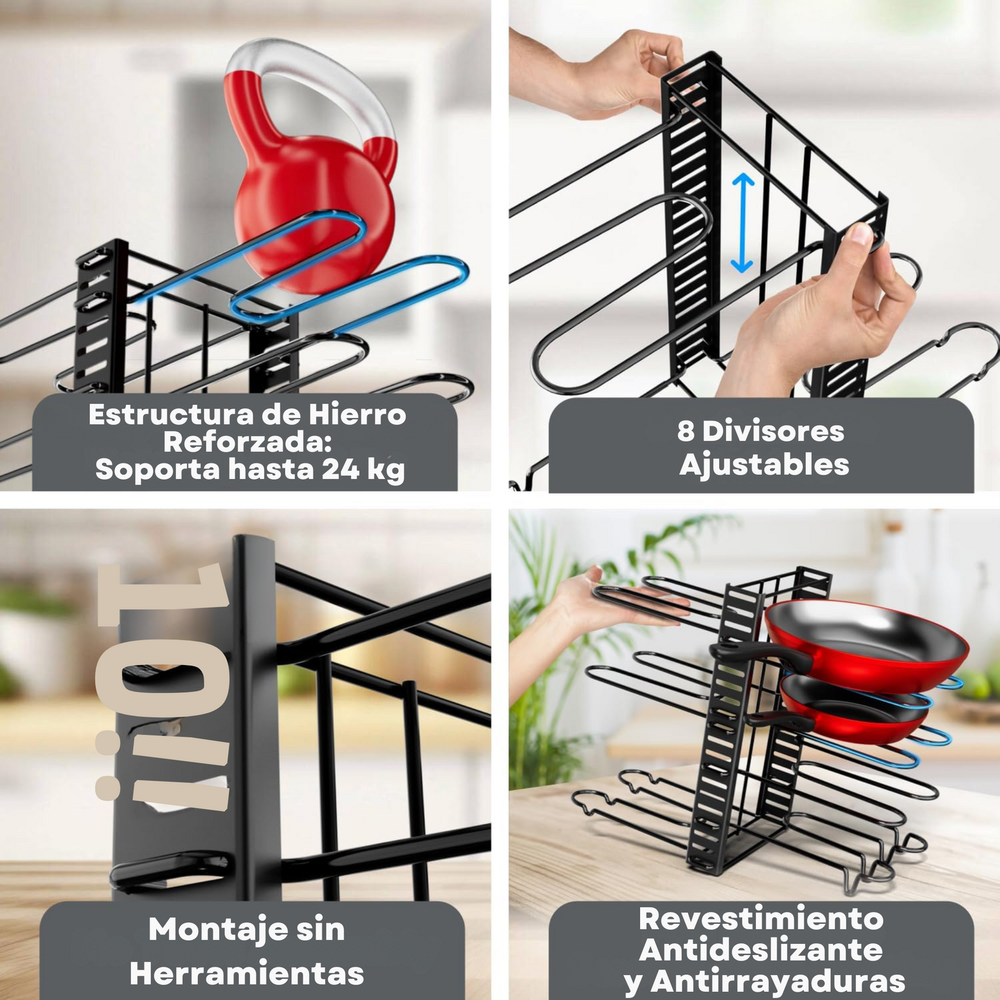 ESTANTE ORGANIZADOR DE OLLAS Y TAPAS