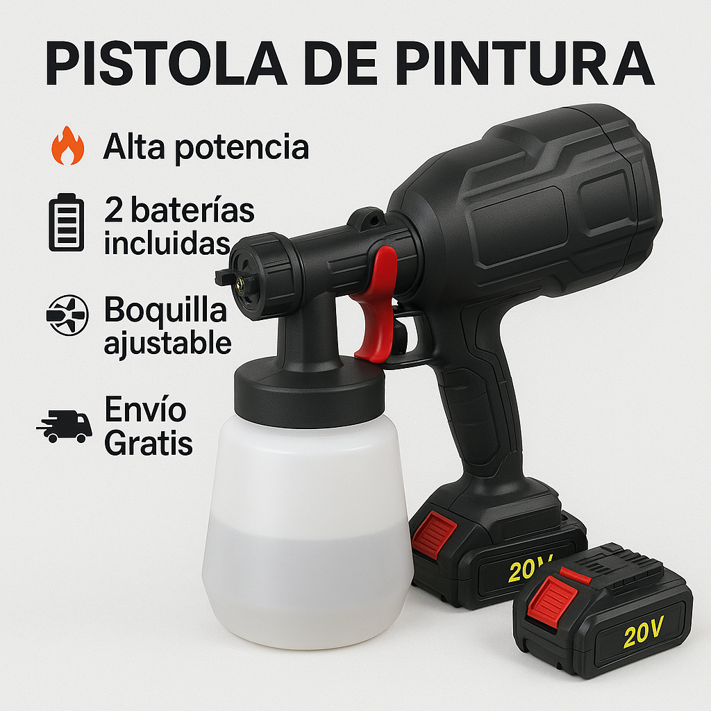 PISTOLA DE PINTURA INALÁMBRICA 48V – PROFESIONAL, PORTÁTIL Y CON 2 BATERÍAS